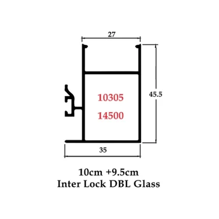 10 cm + 9.5 cm Inter Lock DBL Glass - 10305 14500