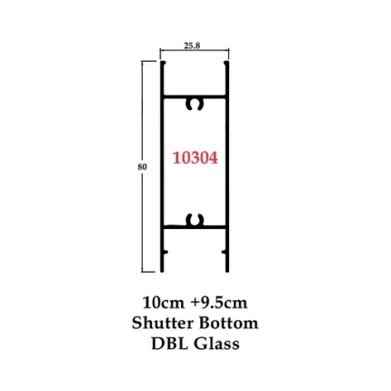 10 cm + 9.5 cm Shutter Bottom DBL Glass - 10304