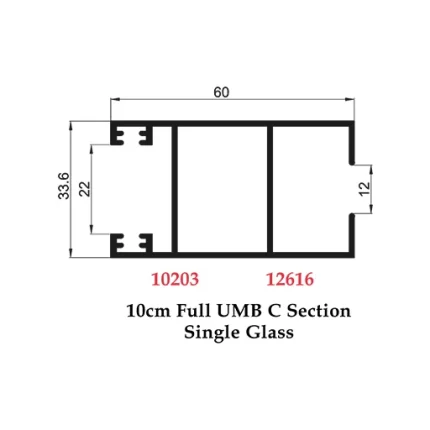 10 cm Full UMB C Section Single Glass - 10203 12616