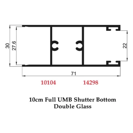 10 cm Full UMB Shutter Bottom Double Glass - 10104 14298