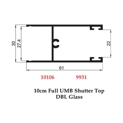 10 cm Full UMB Shutter Top DBL Glass - 10106 9931
