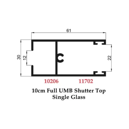 10 cm Full UMB Shutter Top Single Glass - 10206 11702