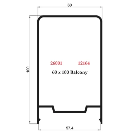 60 x 100 Balcony - 26001 12164