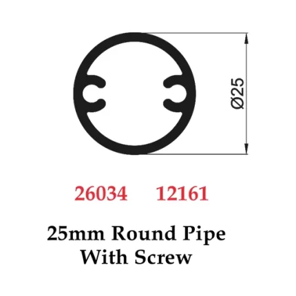25mm Round Pipe With Screw - 26034 12161