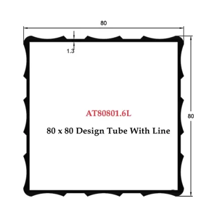 80 x 80 Design Tube With Line - AT80801.6L