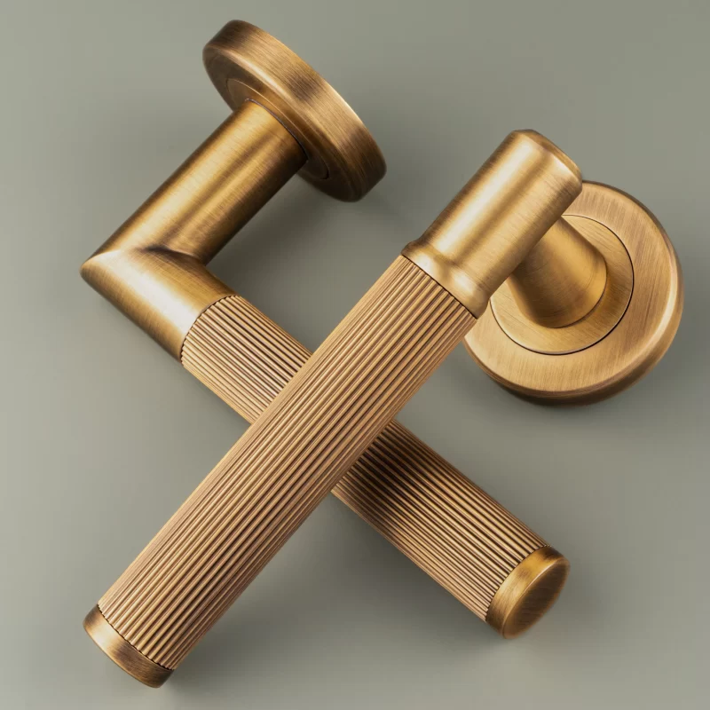 Wooden Door Handle Round Golden
