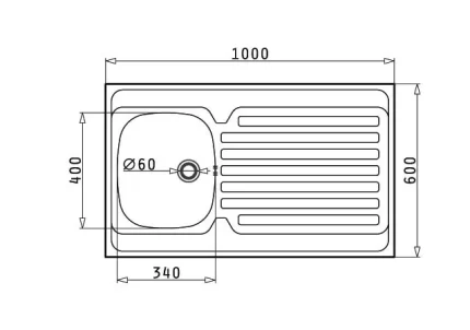 Pyramis Kitchen Sink International (100X60) 1B 1D