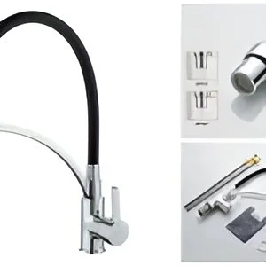 Single Lever Black Sink Mixer Tap with Swivel Spout A4890F-3