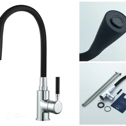 Single Lever Black Sink Mixer Tap with Swivel Spout A9890F-1