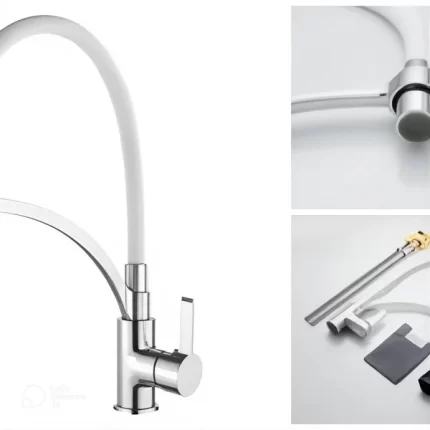 Single Lever White Sink Mixer Tap with Swivel Spout A4890G-3