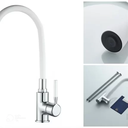 Single Lever White Sink Mixer Tap with Swivel Spout A9890G-1